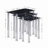 3pcs Black Marble Glass Nested Tables Side End Tables Stainless Steel Tubes
