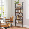6-Tier Ladder Shelf Wall Mounted Bookshelf with Metal Frame Rustic Brown