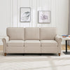 3 Seater Sofa Couch Linen Fabric Settee for Living Room & Office Studded (Beige)