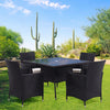 Rattan Tempered Glass Garden Tea Table Outdoor Patio Bistro W/ Umbrella Hole