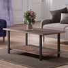2 Tier Coffee Table Industrial Wood Living Room Reception Table Storage Shelf