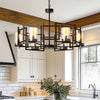 74cm Large 6-Light Black Geometric Chandelier Height Adjustable Light Fixture UK