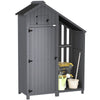 Garden Outdoor Wooden Tool Storage Shed With 3 Shelves, Firewood Rack, Grey