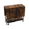 Rustic Rolling Drop Leaf Dining Table Folding Kitchen Table with Open Shelves