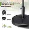 14KG Outdoor Umbrella Base 45CM Round Table Market Umbrella Stand 38/48MM Poles