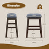 Set of 2 Bar Stools Counter Height Stool Rivet-Tufted Kitchen Dining Chair Grey