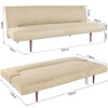 202cm 3 Seater Faux Suede Sofa Bed Click Clack Padded Sleeper Recliner Couch