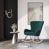 Velvet Fabric Rocking Chair Upholstered High-Back Accent Armchair Lounge Sofa