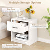 Bedroom Modern End Table Compact Nightstand w/Storage Shelf-White