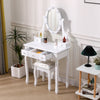 White Dressing Table with Mirror and Stool, 5 Drawers for Storage, 75x40x141.5cm