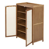 6 Shelves Plastic Rattan Double Doors Shoe Storage Cabinet Footwear Rack Unit