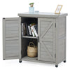 Grey Wooden Garden Storage Cabinet Weather-Resistant Magnetic Closure 2 Shelves