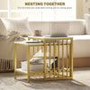 Modern Coffee Table Set of 2, Nesting Tables Side End Tables with Marble-Effect