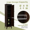 5-Tier Bathroom Tall Cabinet Slim Freestanding Storage Organizer Cupboard 2 Door
