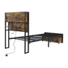 Double Bed Frame Industrial Metal Platform Bed with Headboard & Storage Space