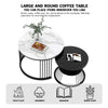 Round Coffee Tables Set of 2 End Table Nesting Tables Marble Pattern Living Room