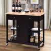 Utility Wooden Movable Kitchen Storage Trolley Cart Cupboard W/ Rolling Wheels
