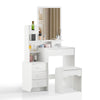 White Dressing Table with Mirror Stool 6 Tiers 4 Drawers Bedroom Dressing Table