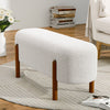 Upholstered Sherpa Long Bench End Of Bed Stool Side Chair Seat with Wood Legs