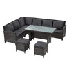 8 Seater Rattan Garden Furniture Set Corner Sofa Table Bench Stool w/ Cover