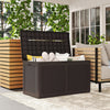 Rattan Texture Storage Container with Wheels & Lockable Lid Brown