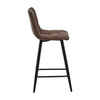 2 x Grey Brown Faux Leather PU Sauqre Bar Stools Pub Chair Stool Padded Seats