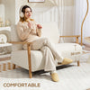 2 Seater Sofa, Fabric Modern Loveseat for Living Room, Cream
