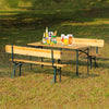 3Pcs Wood Folding Picnic Beer Table Bench Set Outdoor Patio Wood Furniture Set