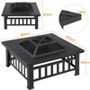 Fire Pits for Garden Square Fire pit For Barbecue,Heating,Cooling Drinks w/Cover