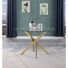 Contemporary Clear Glass Dining Table Cross Chrome Legs Round Kitchen Table