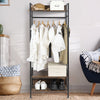 Industrial Clothes Rail Coat Stand Garment Rack Open Wardrobe w/ 3 Shelf