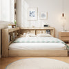 Multifunctional Wooden Double Bed Frame with Storage Space for Adults, Teenagers