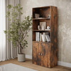 Bookcase 3 Tier 2 Door Shelf Unit Living Room Storage Bookshelf Rustic Brown