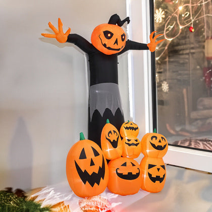 9FT 8FT Pumpkin Ghost Inflatable Halloween Decoration w/ LED Lights Accessories
