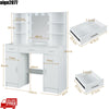 Large Dressing Table Vanity Makeup Desk With 3 Color Modes LED Light Mirror