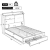 OTTOMAN STORAGE GAS LIFT BED FRAME UPHOLSTERED BED WITH LED 5FT KING BED BEIGE
