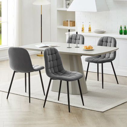 4PCs Folk Designer Velvet Dining Chairs Metal Legs Chairs Dining Room Kitchen