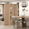 Folding Privacy Screen 3-Panel Linen Room Divider w/ Hooks-Natural