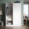 Bedroom 2 Sliding Door Wardrobe Matt White Storage Cupboard with 2 Hanging Rails