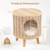 Cat House Cat Bed Cat Litter Box Enclosure w/ Rattan Frame