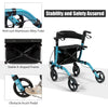 Folding Aluminum Walker Four Wheels Medical Rollator with Seat & Carrying Bag