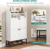 Wooden Shoe Cabinet with 2 Flip Drawers & Shelves, Entryway Storage Unit 117cm