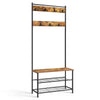 Industrial Coat Rack Stand with 7 Hooks Hangers Shoe Storage Bench Cabinet