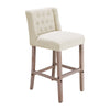 2 High Counter Bar Kitchen Island Pub Stools Chair Breakfast Linen Tufted -Beige