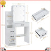 LED Lighted Mirror Vanity Makeup Desk Dressing Table Set With Drawers & Stool