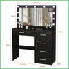 Vanity Makeup Dressing Table Desk W/ LED Light Mirror Drawer-Sliver Handle Black