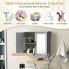 2-Tier Medicine Cabinet Storage Organizer w/ Double Doors & Mirror