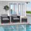 3 PCS Outdoor Wicker Bistro Set Garden Patio Rattan Sofa Set w/Cushion