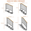 Wood Iron Handrail Picket Stair Rail for 3-4 Steps Handrail Outdoor Stairs Black
