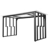 Rectangular Dining Table Kitchen Table w/ White Marble Effect Top and Black Legs